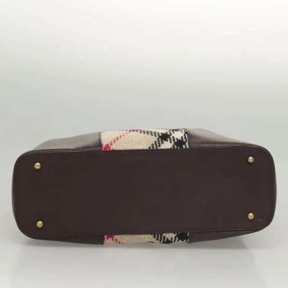 BURBERRY Nova Check Tote Bag Wool Beige Gold - Picture 5 of 16